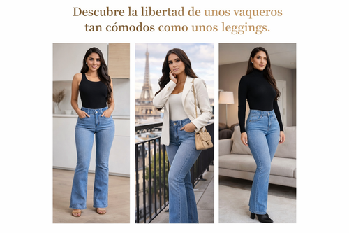 Vaqueros Acampanados Mujer SculptFit™ – Cintura Moldeadora y Efecto Push Up